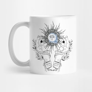 Hands and Sun Boho Abstract Mug